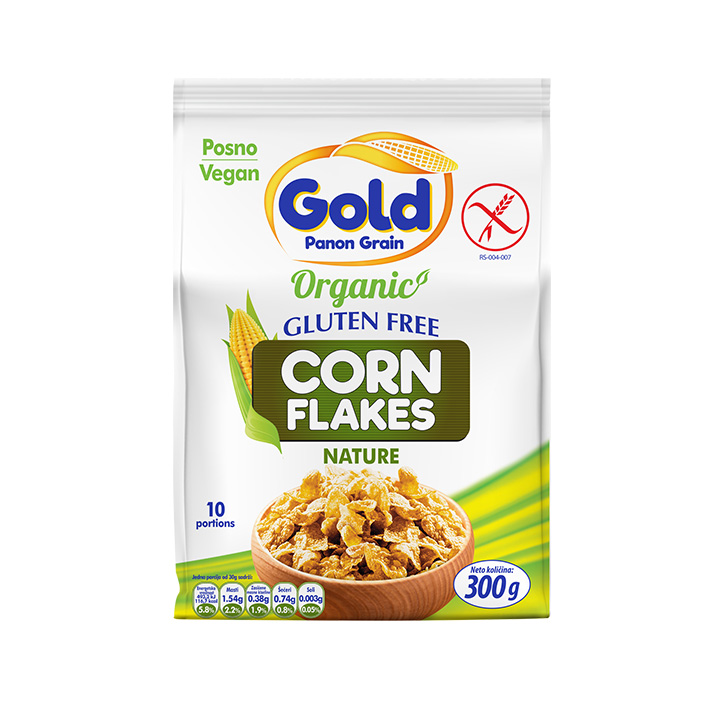 GOLD PANON GRAIN Gluten free Corn Flakes Organski integralni NATUR
