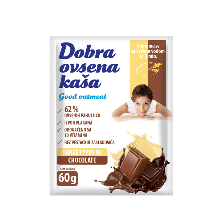 DOBRA OVSENA KAŠA tri vrste čokolade